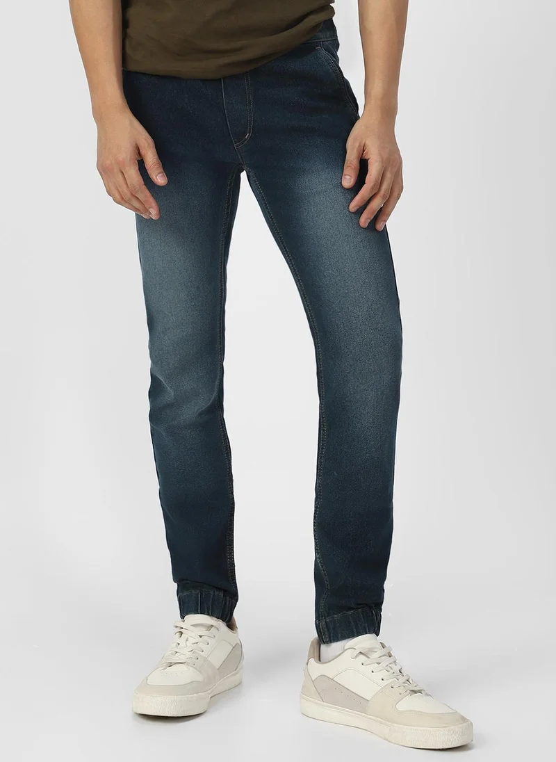 Urbano Fashion Men's Dark Green Slim Fit Washed Jogger Jeans Stretchable